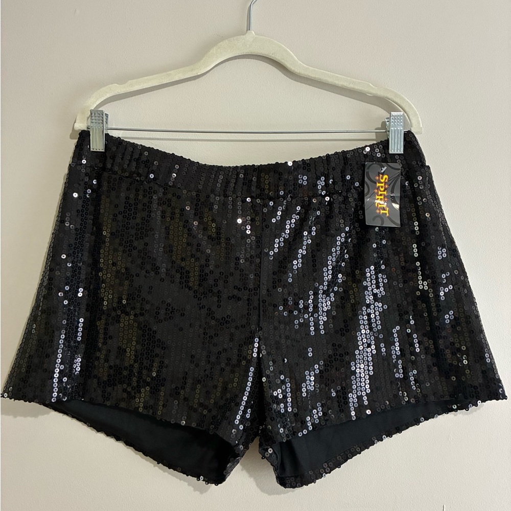 Spirit Black Sequin High Waist Shorts